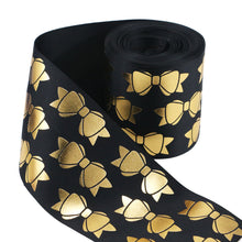 Load image into Gallery viewer, 50 Yards 3&quot; Gold Foil Printed Grosgrain Ribbon
