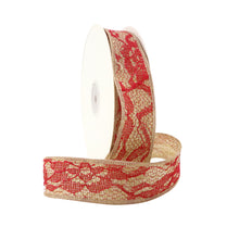 Load image into Gallery viewer, 25 Yards 1&quot; or 1.5&quot; Lace Printed Linen Ribbon

