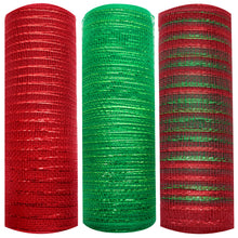 Load image into Gallery viewer, 10 Yards/roll 3 Roll/set Solid Color Poly Mesh Ribbon Set
