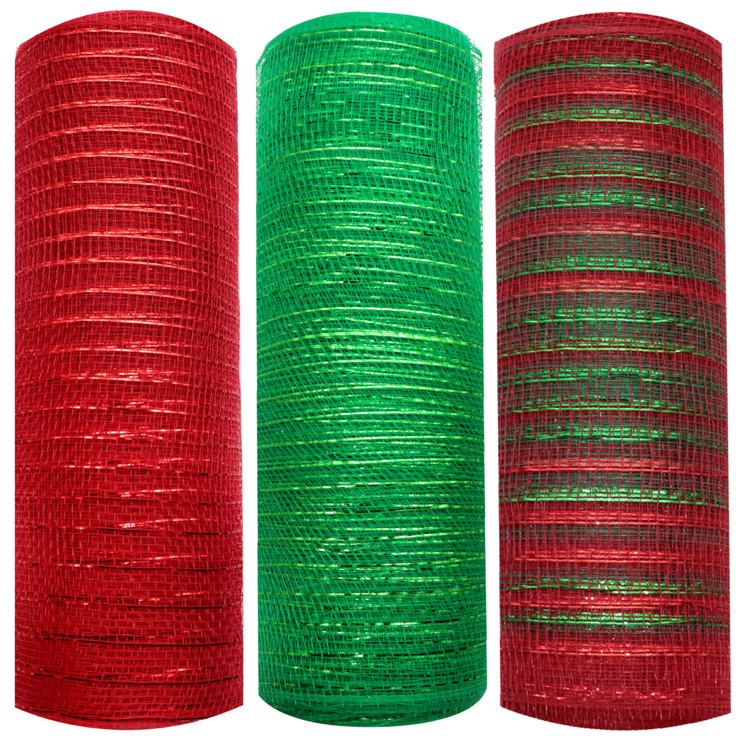 10 Yards/roll 3 Roll/set Solid Color Poly Mesh Ribbon Set
