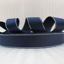 Load image into Gallery viewer, 5 Yards 1&quot; Silver Border Solid Color Grosgrain Ribbon
