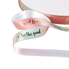 Load image into Gallery viewer, 5 Yards 5/8&quot; Gold Foil Printed Satin Ribbon
