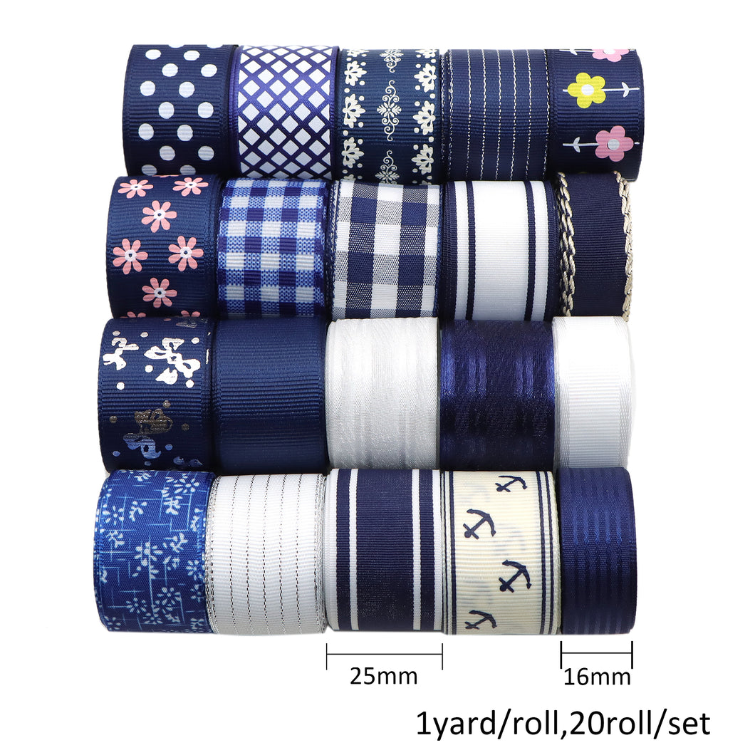 1 Yard/roll Mix Size Printed Grosgrain Ribbon Set
