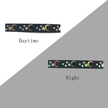 Load image into Gallery viewer, 50 Yards 3/8&quot; Star Moon Printed Glow In The Dark Ribbon
