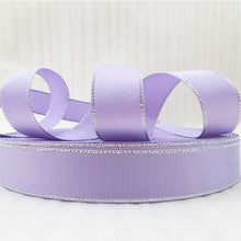 Load image into Gallery viewer, 5 Yards 1&quot; Silver Border Solid Color Grosgrain Ribbon
