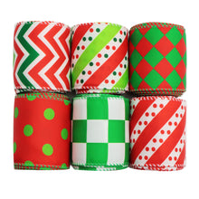 Load image into Gallery viewer, 2 Yards/roll 6 Roll/set Christmas Wire Edged Ribbon Set
