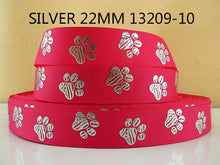 Load image into Gallery viewer, 5 Yards Dog Footprint Gold Foil Grosgrain Ribbon

