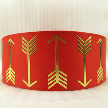 Load image into Gallery viewer, 50 Yards 3&quot; Gold Foil Printed Grosgrain Ribbon
